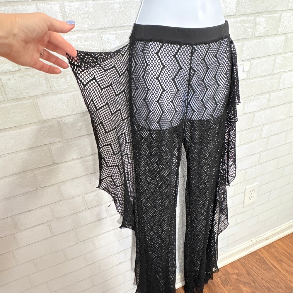 Black Sheer Mesh Whimsigoth Pants Size Small Fairy Grunge Witch Vamp Goth Rave - Picture 7 of 11